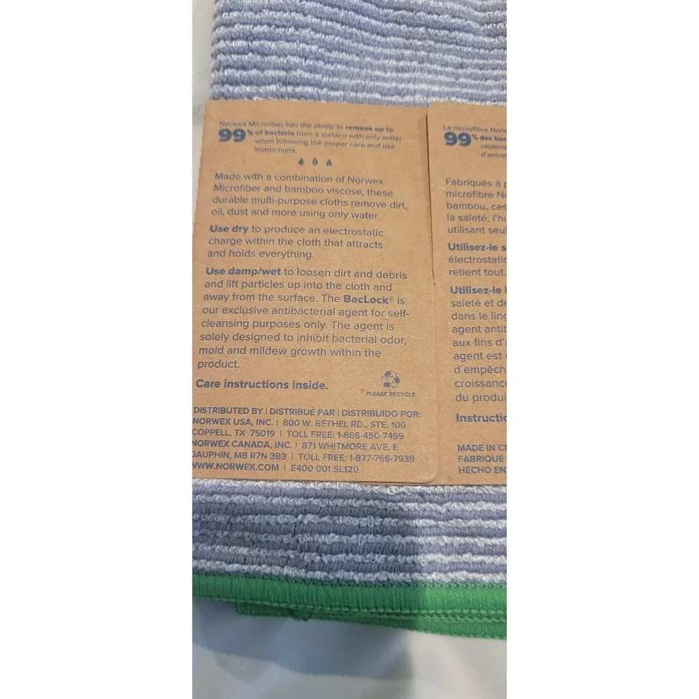 Norwex Bamboo Multipurpose Cloth, grey with green trim